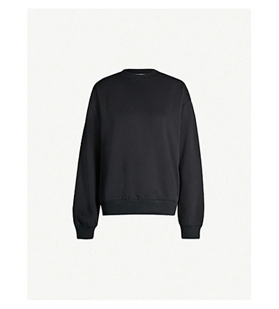 Shop Victoria Victoria Beckham Logo-tape Cotton-jersey Sweatshirt In Black