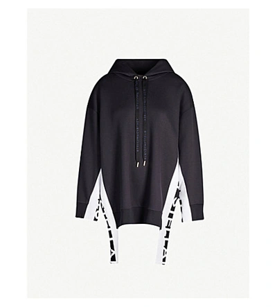 Shop Stella Mccartney Branded-trim Oversized Jersey Hoody In Ink