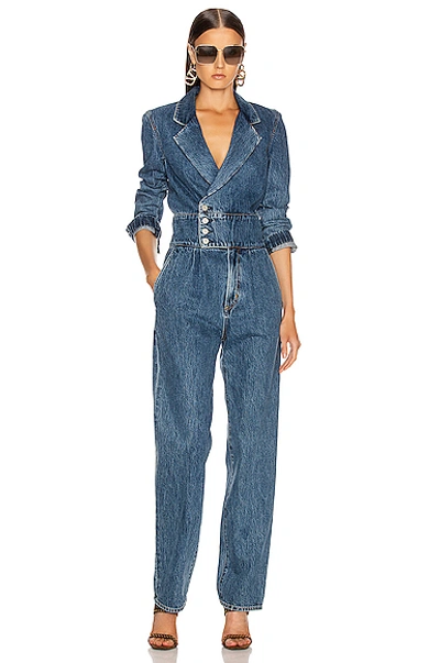 Shop Agolde Luca Blazer Jumpsuit In Media