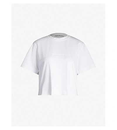 Shop Acne Studios Ecylea Logo-embossed Cotton-jersey T-shirt In Optic+white