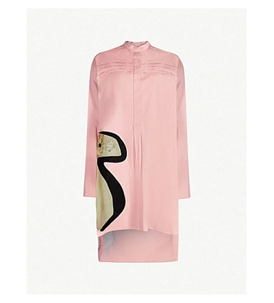 Shop Roksanda Tikei Oversized Floral-print Silk And Cotton-blend Shirt In Rose