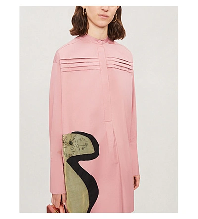 Shop Roksanda Tikei Oversized Floral-print Silk And Cotton-blend Shirt In Rose