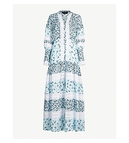 blue and white contrast dress