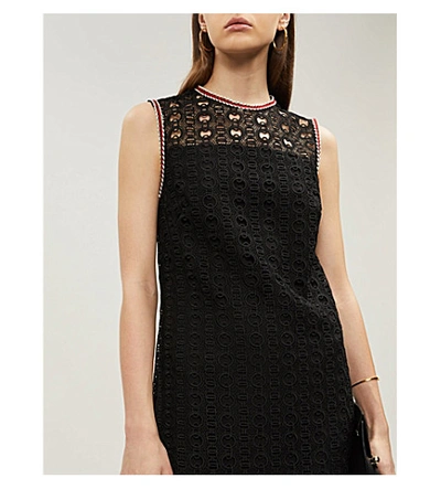 Shop Sandro Openwork Lace Dress In Black
