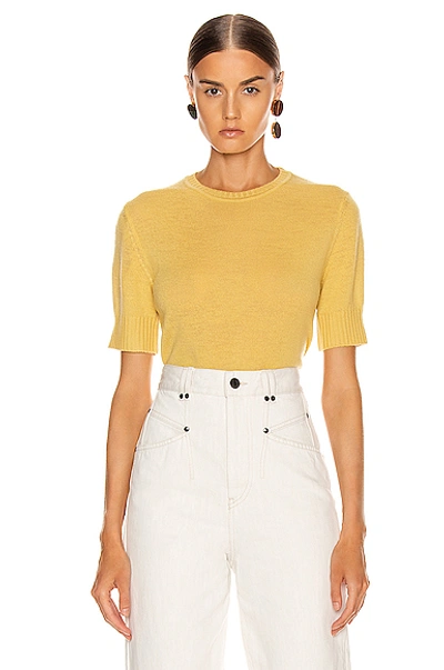 Jil Sander Short Sleeve Sweater Top In Medium Yellow