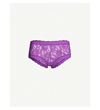Shop Hanky Panky Signature Stretch-lace Boyshort Briefs In 51g Vibrant Violet