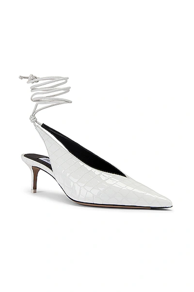 Shop Attico Caterina Crocodile Print Slingback Heel In White