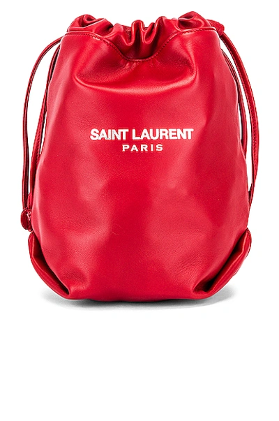 Shop Saint Laurent Teddy Pouch Chain Bag In Red