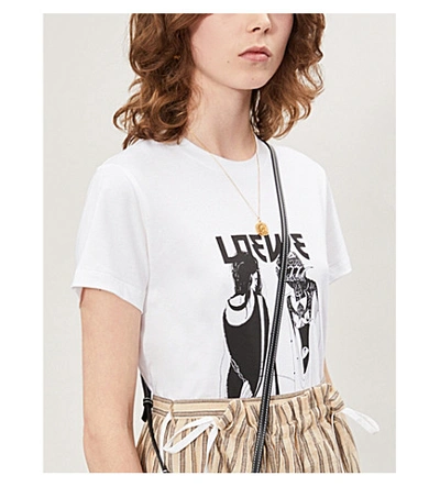 Shop Loewe Salome Logo=print Cotton-jersey T-shirt In White