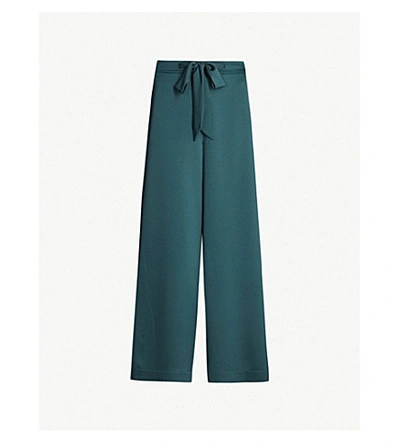 Shop Ted Baker Ruzzela Satin Wide-leg Trouser In Dk-green