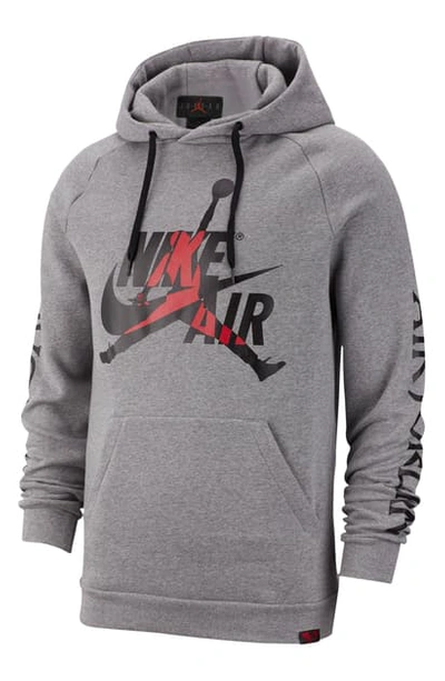 Shop Jordan Jumpman Classics Hooded Sweatshirt In Carbon Heather/ Black