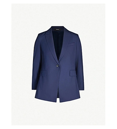 Shop Theory Etiennette Stretch-wool Blazer In Sea Blue