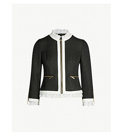 Shop Ted Baker Ennio Cropped Woven Jacket In Black