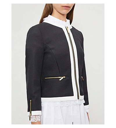 Shop Ted Baker Ennio Cropped Woven Jacket In Black