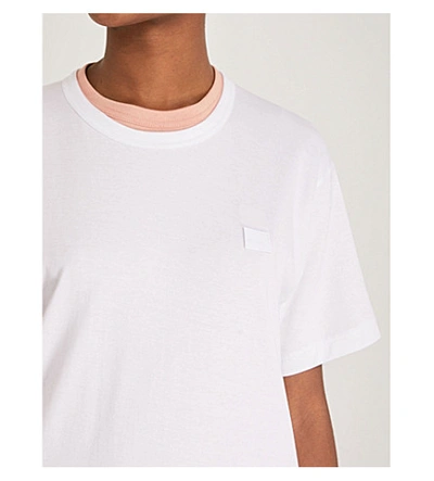 Acne Studios Cylea Cropped Embossed Cotton-jersey T-shirt In Optic White