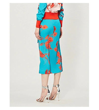 Shop Ted Baker Fantasia Satin Wrap Midi Skirt In Turquoise