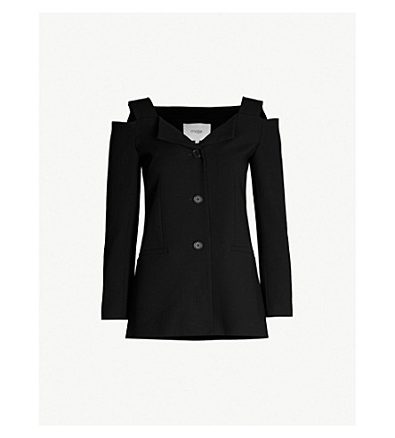 white cold shoulder blazer dress