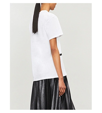 Shop Valentino Womens White Black Logo-print Cotton-jersey T-shirt S