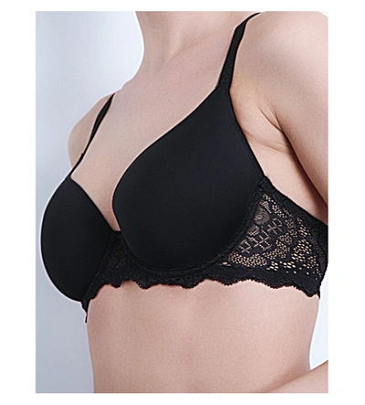 Simone Perele Womens Black Caresse 3d Spacer And Stretch-lace Underwired Plunge Bra In Black