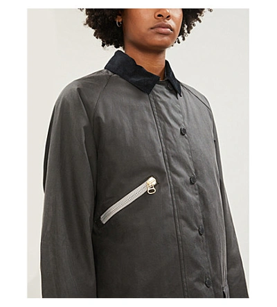Barbour X Alexa Chung Edith Waxed-cotton Jacket In Charcoal | ModeSens