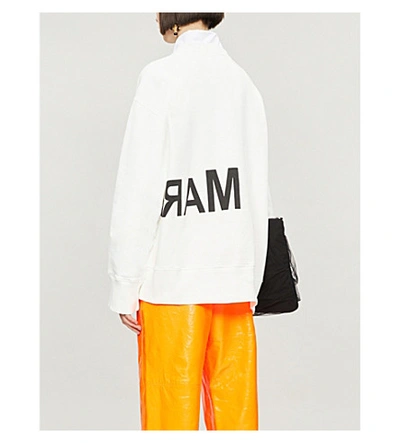 Shop Mm6 Maison Margiela Oversized Text-print Cotton-jersey Sweatshirt In Off White