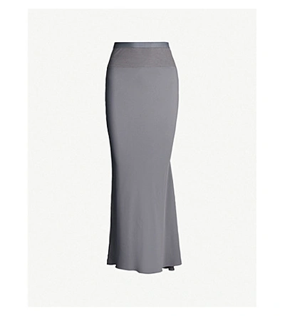Shop Rick Owens Crepe And Silk-blend Maxi Skirt In Blu