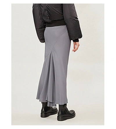 Shop Rick Owens Crepe And Silk-blend Maxi Skirt In Blu