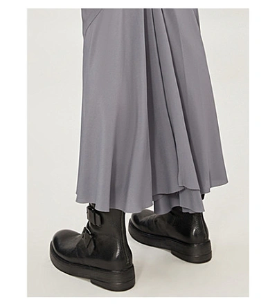 Shop Rick Owens Crepe And Silk-blend Maxi Skirt In Blu