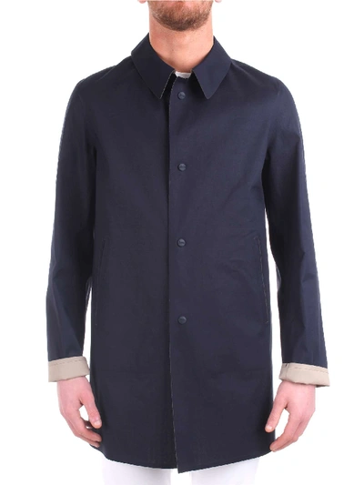 Shop Herno Blue Polyester Trench Coat