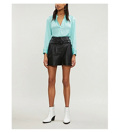 Shop Zadig & Voltaire Tink V-neck Satin Tunic In Celadon