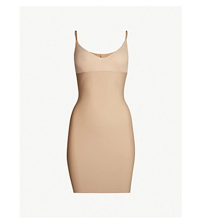 Shop Commando V-neck Microfibre Slip Dress In Nude