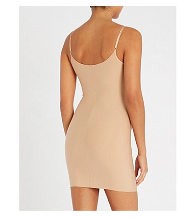 Shop Commando V-neck Microfibre Slip Dress In Nude