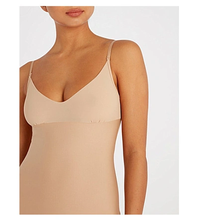 Shop Commando V-neck Microfibre Slip Dress In Nude