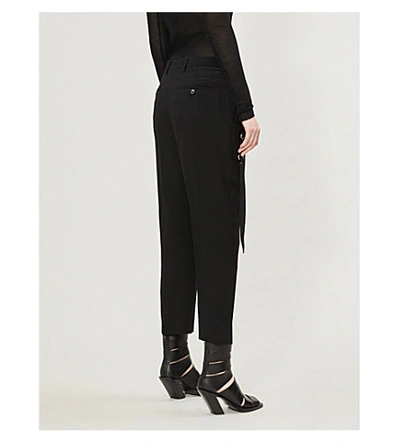 Shop Rick Owens Easy Astaires Tapered Cropped Wool-blend Trousers In Black