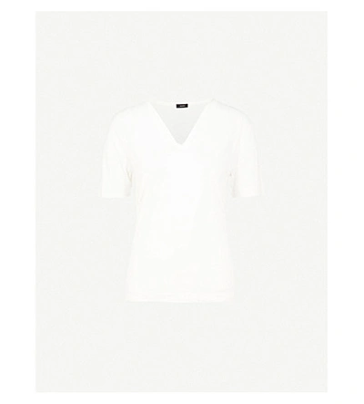 Shop Joseph V-neck Silk T-shirt In Ecru