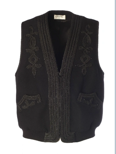 Shop Saint Laurent Black Wool Vest