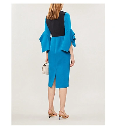 Shop Roksanda Ronda Neoprene Dress In Peacock Midnight