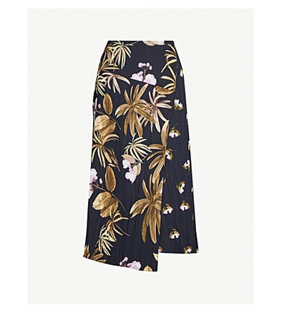 Shop Vince Tropical Garden Crepe Skirt In Coastal