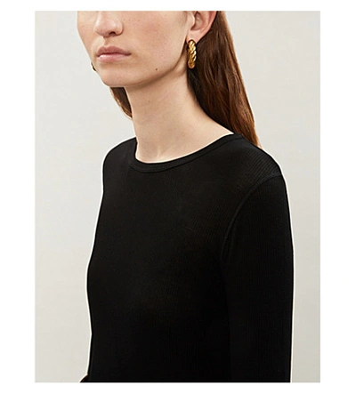 Shop Joseph Long-sleeved Ribbed Jersey T-shirt In Black