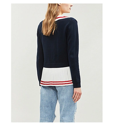 Shop Claudie Pierlot Miranda Wool-blend Knit Jumper In Navy