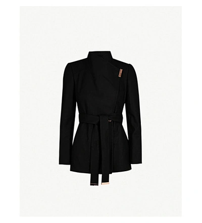 Shop Ted Baker Rytaa High-neck Wool-blend Coat In Black