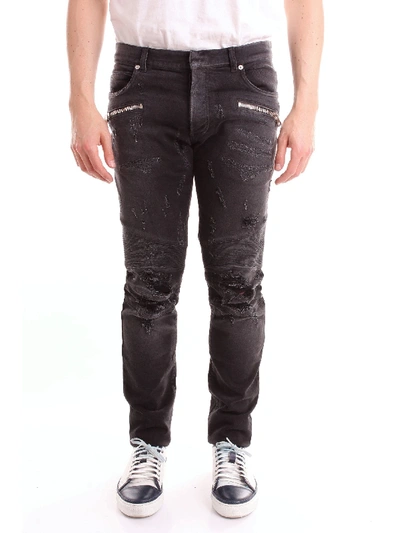 Shop Balmain Black Cotton Jeans