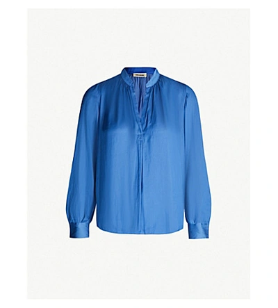 Shop Zadig & Voltaire Tink V-neck Satin Tunic In Bleu Marguerite