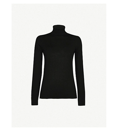 Shop Johnstons Turtleneck Wool Jumper In Black