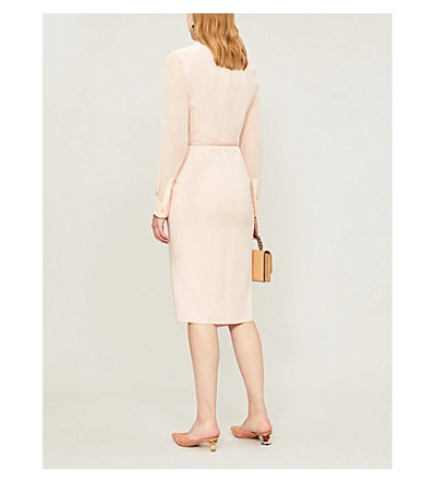 Shop Max Mara Manuel Wrap-front Stretch-wool And Silk Dress In Pink