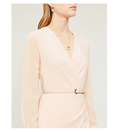Shop Max Mara Manuel Wrap-front Stretch-wool And Silk Dress In Pink
