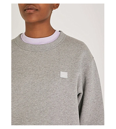 Shop Acne Studios Fairview Face Logo-patch Cotton-jersey Sweatshirt In Light Grey Mel