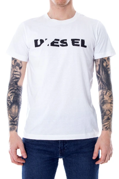 Shop Diesel White Cotton T-shirt
