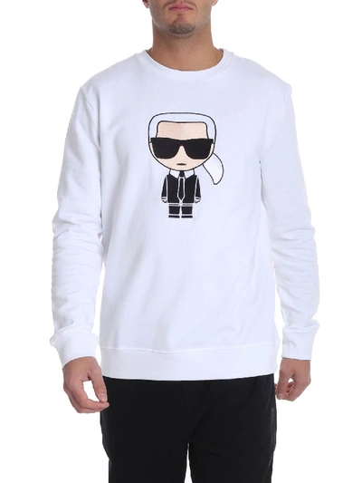Shop Karl Lagerfeld White Cotton Sweatshirt
