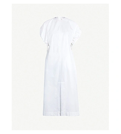 Shop Jil Sander Raglan Cotton-poplin Midi-dress In White